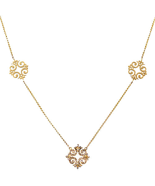 Pave Diamond Signature Crest Necklace