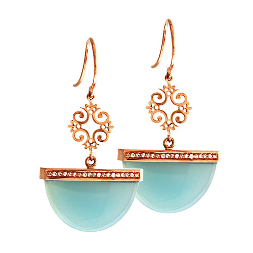 Signature Diamond & Chalcedony Drop Earring