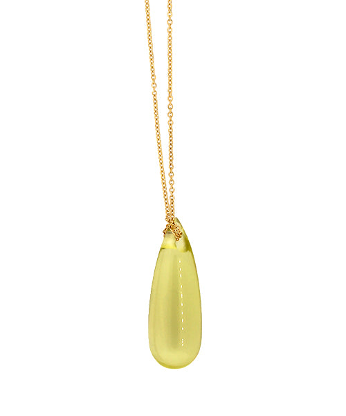 Lemon Quartz Teardrop Pendant Necklace