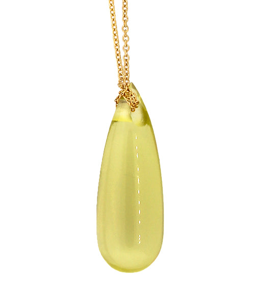 Lemon Quartz Teardrop Pendant Necklace